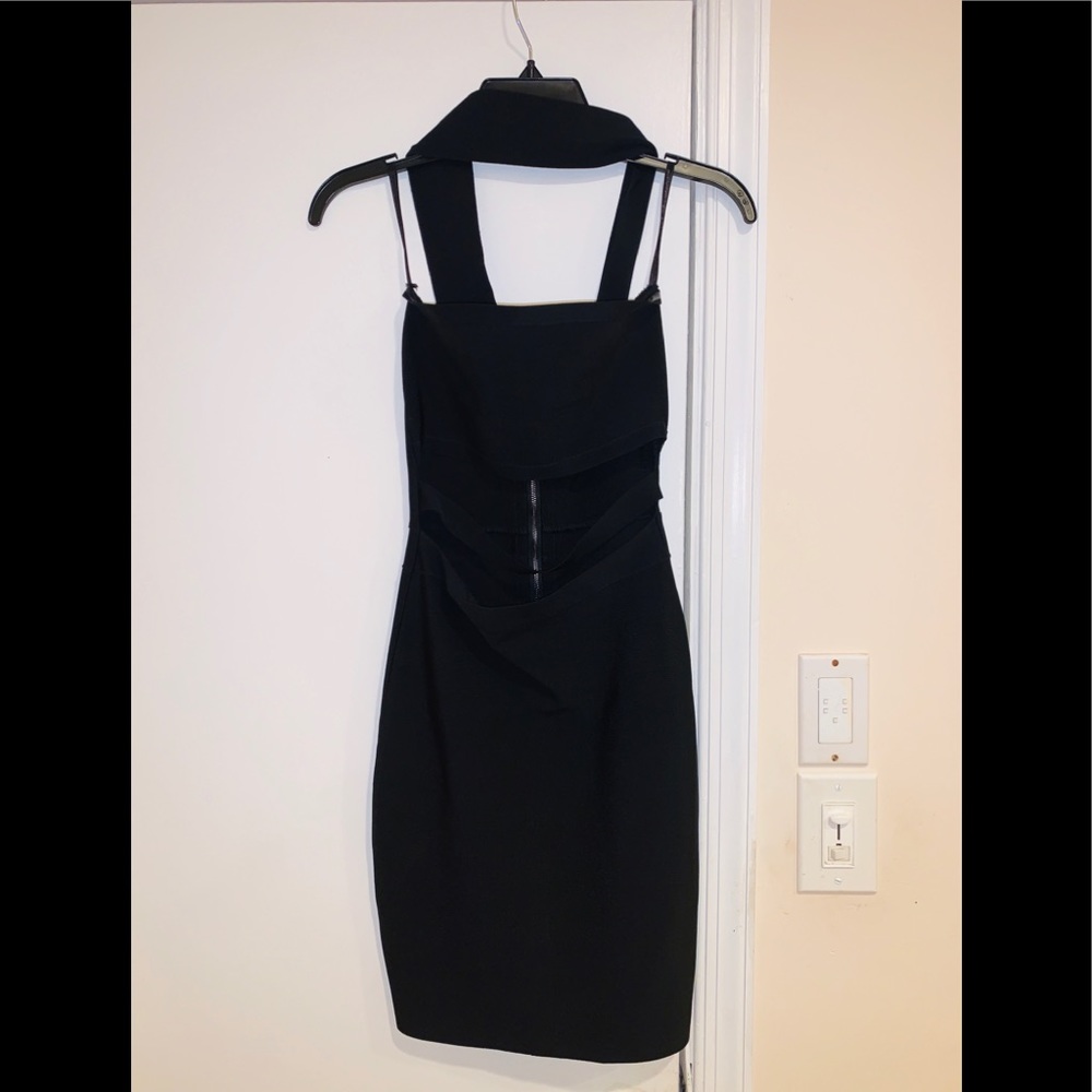 Bebe strappy off shoulder cut out dress